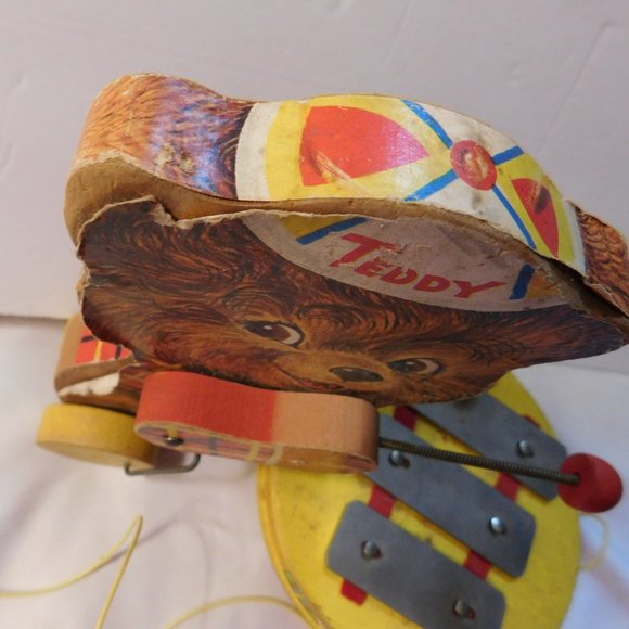 VINTAGE FISHER PRICE TEDDY ZILO XYLOPHONE PULL TOY - Picture 4 of 11